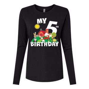 5 Year Old Farm My 5th Birthday Womens Cotton Relaxed Long Sleeve T-Shirt