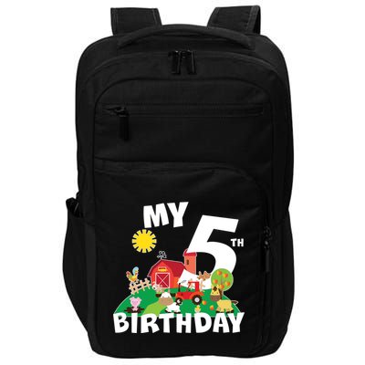 5 Year Old Farm My 5th Birthday Impact Tech Backpack