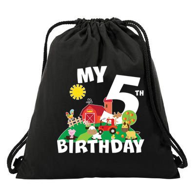 5 Year Old Farm My 5th Birthday Drawstring Bag