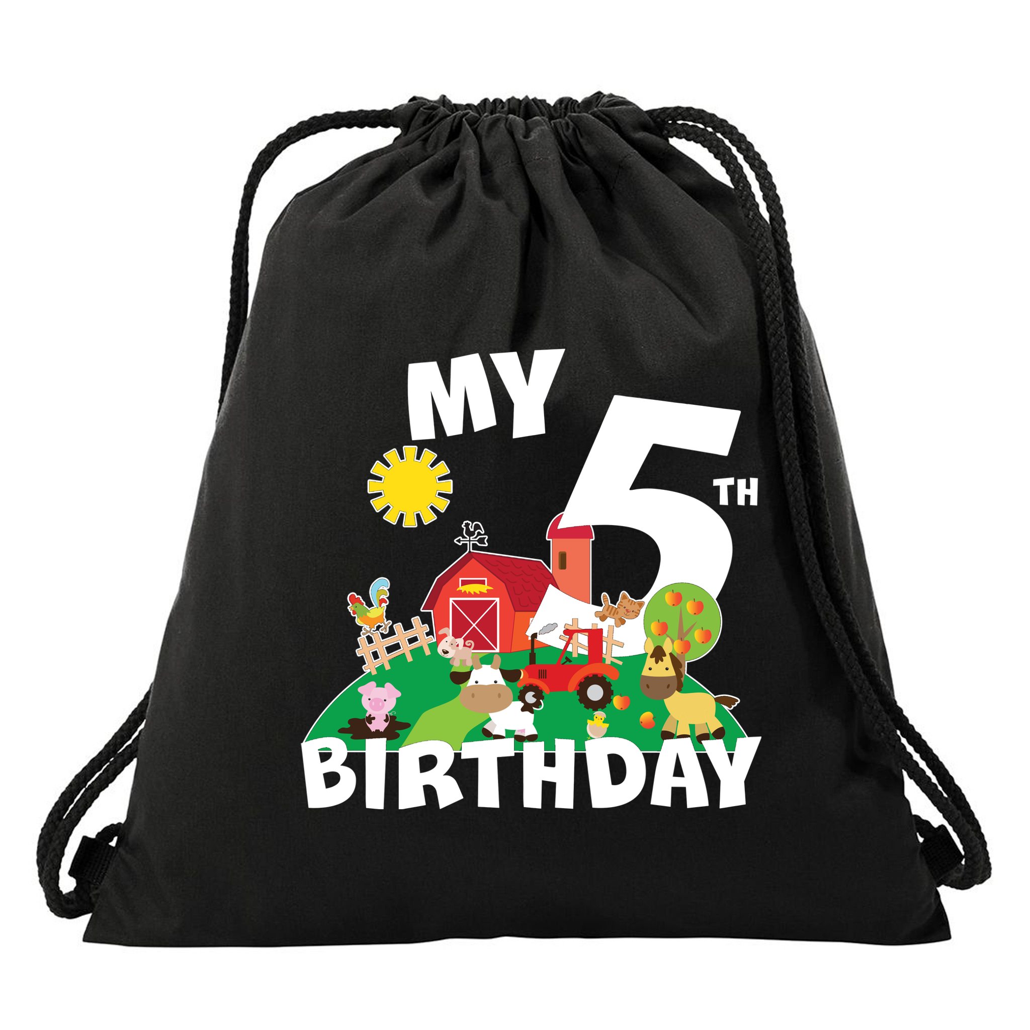 5 Year Old Farm My 5th Birthday Drawstring Bag