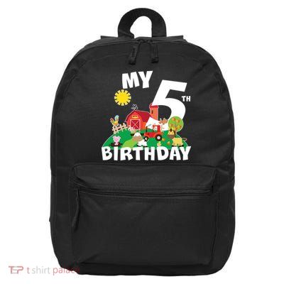 5 Year Old Farm My 5th Birthday 16 in Basic Backpack