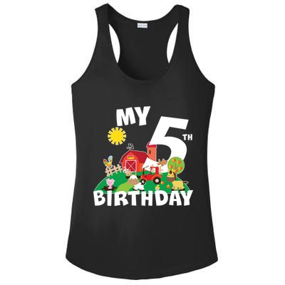 5 Year Old Farm My 5th Birthday Ladies PosiCharge Competitor Racerback Tank