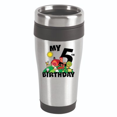 5 Year Old Farm My 5th Birthday 16oz Travel Tumbler