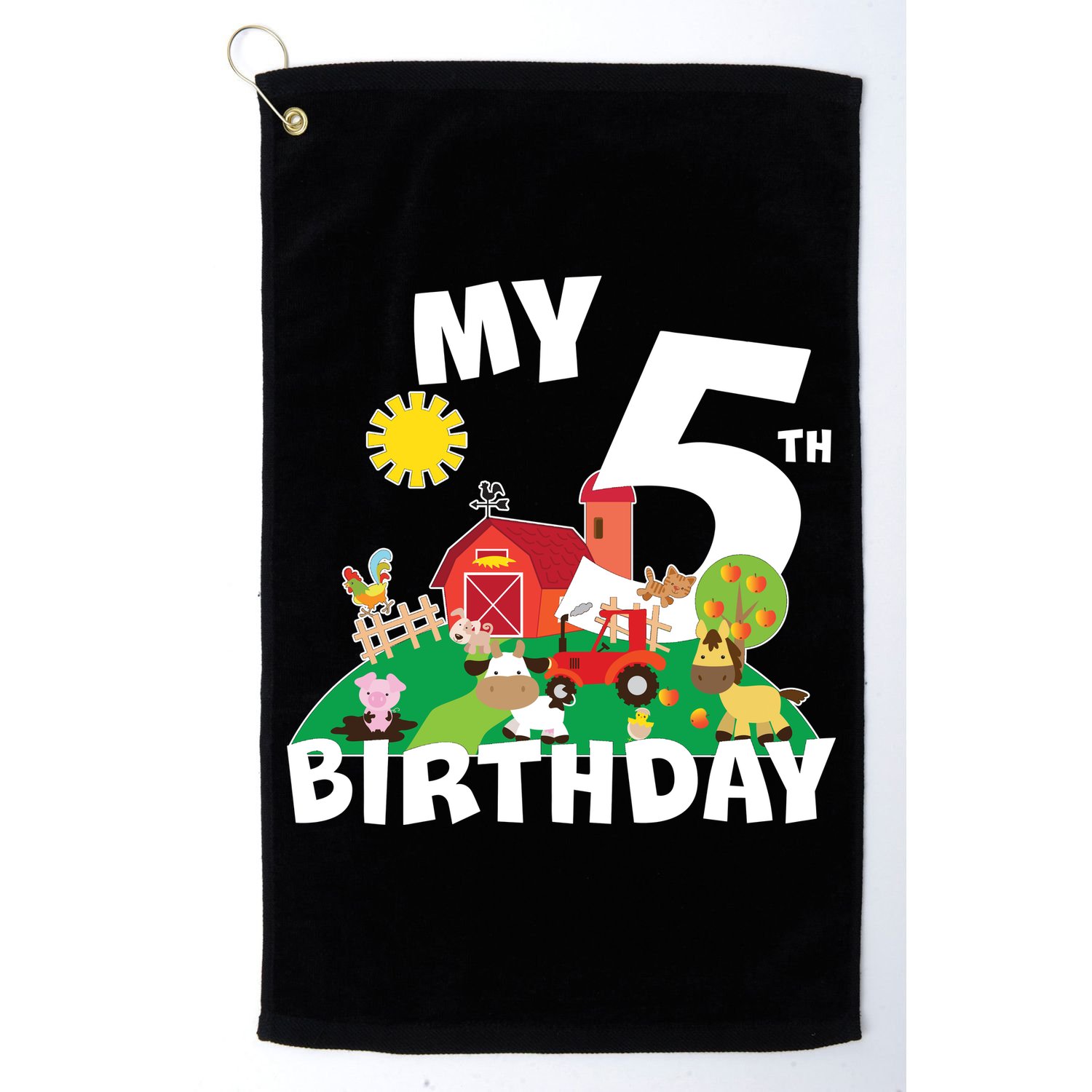 5 Year Old Farm My 5th Birthday Golf Towel