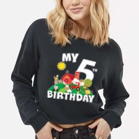 5 Year Old Farm My 5th Birthday Cropped Pullover Crew