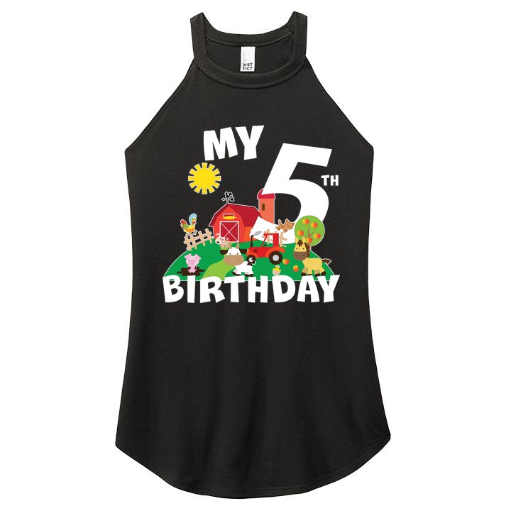 5 Year Old Farm My 5th Birthday Women's Perfect Tri Rocker Tank