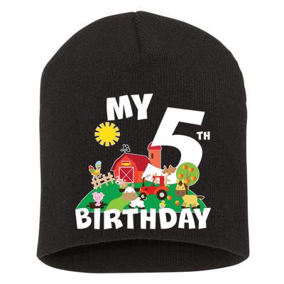 5 Year Old Farm My 5th Birthday Short Acrylic Beanie