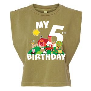 5 Year Old Farm My 5th Birthday Garment-Dyed Women's Muscle Tee