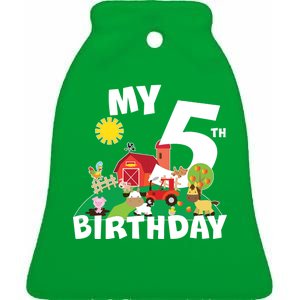 5 Year Old Farm My 5th Birthday Ceramic Bell Ornament