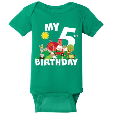 5 Year Old Farm My 5th Birthday Baby Bodysuit