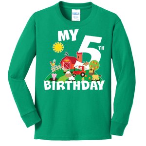 5 Year Old Farm My 5th Birthday Kids Long Sleeve Shirt