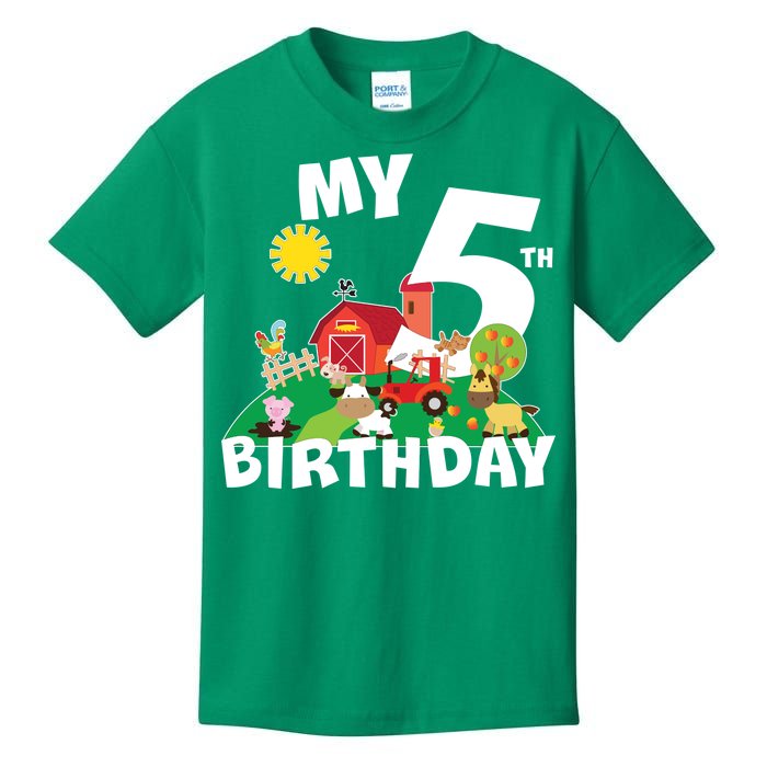 5 Year Old Farm My 5th Birthday Kids T-Shirt