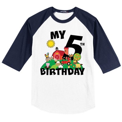 5 Year Old Farm My 5th Birthday Baseball Sleeve Shirt