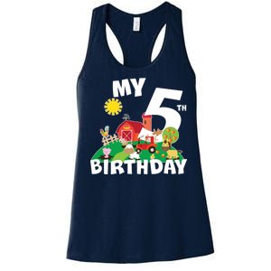 5 Year Old Farm My 5th Birthday Women's Racerback Tank