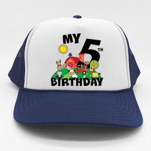 5 Year Old Farm My 5th Birthday Trucker Hat