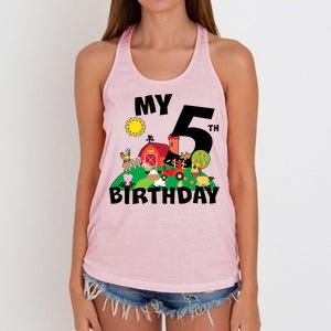 5 Year Old Farm My 5th Birthday Women's Knotted Racerback Tank