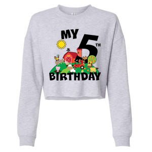 5 Year Old Farm My 5th Birthday Cropped Pullover Crew