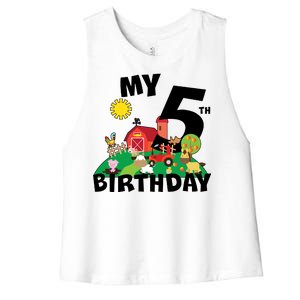 5 Year Old Farm My 5th Birthday Women's Racerback Cropped Tank