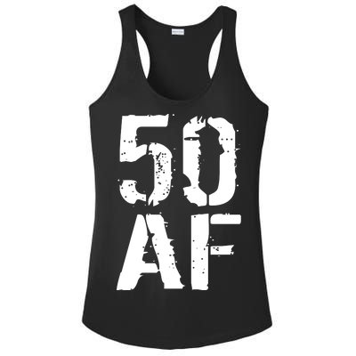 50 AF 50th Birthday Ladies PosiCharge Competitor Racerback Tank