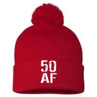 50 AF 50th Birthday Pom Pom 12in Knit Beanie