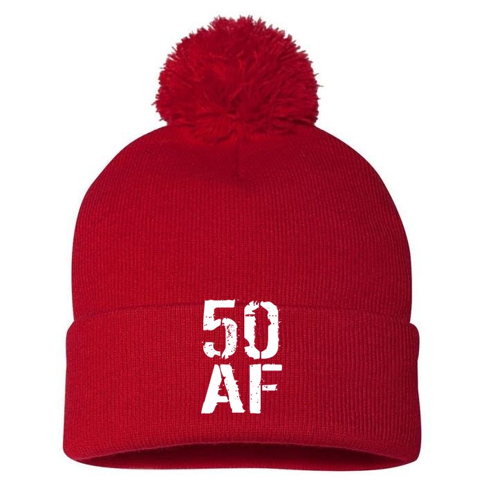 50 AF 50th Birthday Pom Pom 12in Knit Beanie