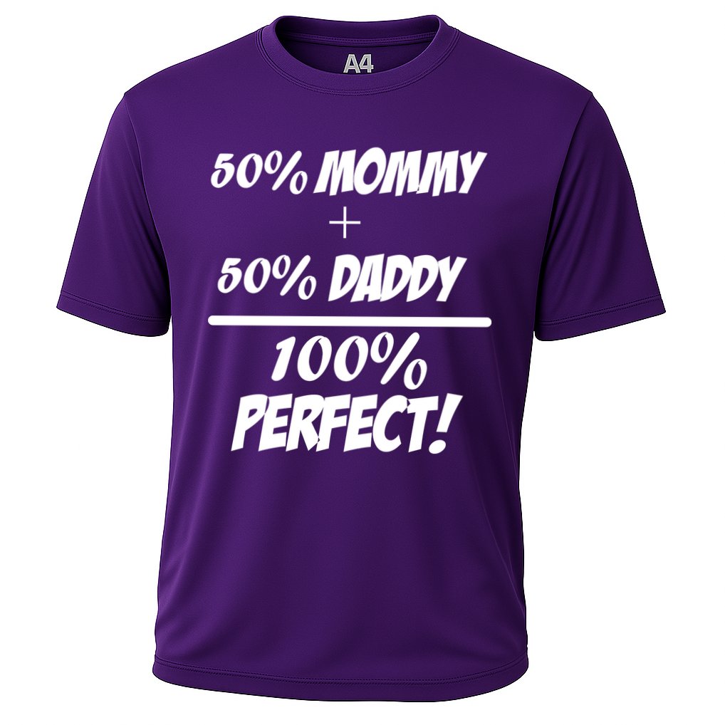 50 Mommy Plus 50 Daddy Equals 100 Percent Perfect Cooling Performance Crew T-Shirt