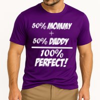 50 Mommy Plus 50 Daddy Equals 100 Percent Perfect Cooling Performance Crew T-Shirt