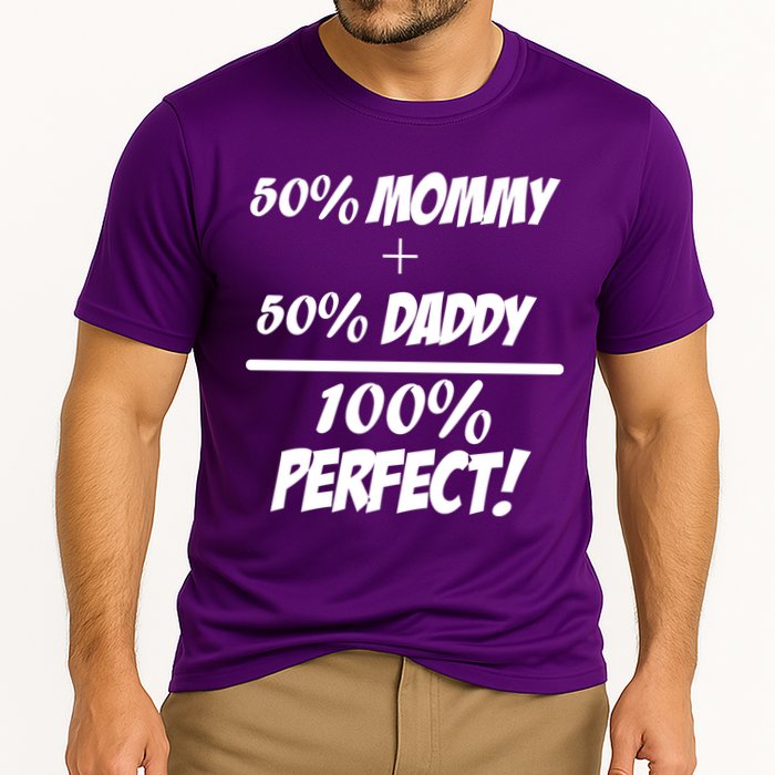 50 Mommy Plus 50 Daddy Equals 100 Percent Perfect Cooling Performance Crew T-Shirt