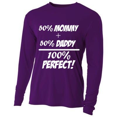 50 Mommy Plus 50 Daddy Equals 100 Percent Perfect Cooling Performance Long Sleeve Crew