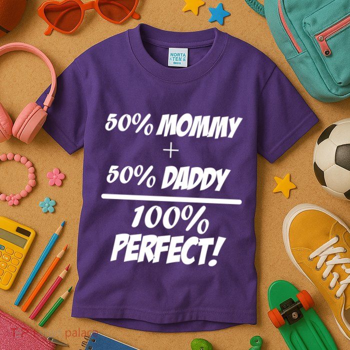 50 Mommy Plus 50 Daddy Equals 100 Percent Perfect Kids T-Shirt