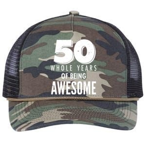 50 Whole Years Of Being Awesome Birthday Retro Rope Trucker Hat Cap