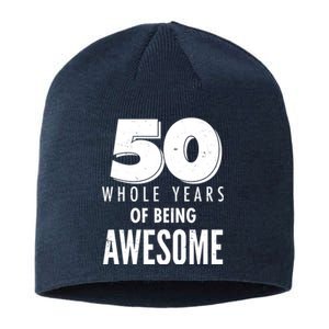 50 Whole Years Of Being Awesome Birthday Sustainable Beanie