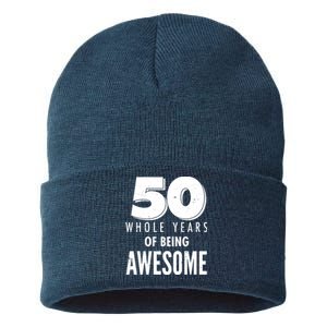 50 Whole Years Of Being Awesome Birthday Sustainable Knit Beanie