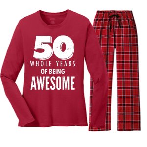 50 Whole Years Of Being Awesome Birthday Women's Long Sleeve Flannel Pajama Set 