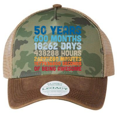 50 Years Months Days Hours Minutes Seconds Of Being Awesome Legacy Tie Dye Trucker Hat