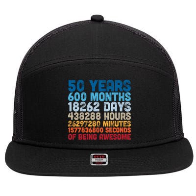 50 Years Months Days Hours Minutes Seconds Of Being Awesome 7 Panel Mesh Trucker Snapback Hat