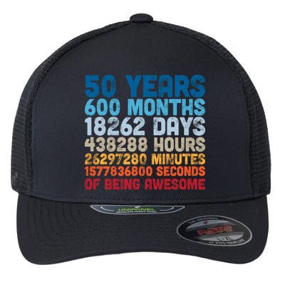 50 Years Months Days Hours Minutes Seconds Of Being Awesome Flexfit Unipanel Trucker Cap