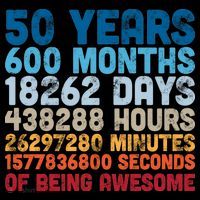50 Years Months Days Hours Minutes Seconds Of Being Awesome Cooling Performance Crew T-Shirt