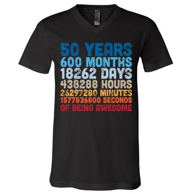 50 Years Months Days Hours Minutes Seconds Of Being Awesome V-Neck T-Shirt