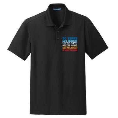 50 Years Months Days Hours Minutes Seconds Of Being Awesome Dry Zone Grid Polo
