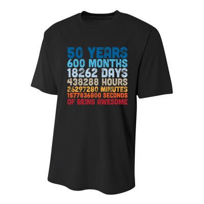 50 Years Months Days Hours Minutes Seconds Of Being Awesome Youth Performance Sprint T-Shirt
