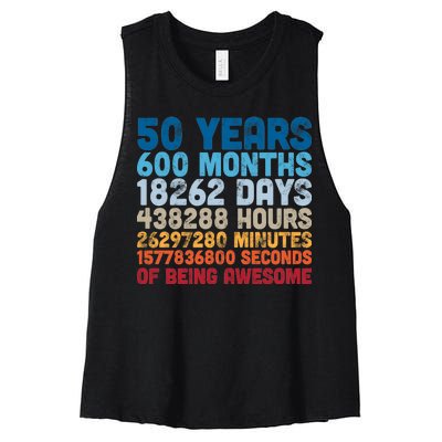 50 Years Months Days Hours Minutes Seconds Of Being Awesome Women's Racerback Cropped Tank