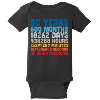 50 Years Months Days Hours Minutes Seconds Of Being Awesome Baby Bodysuit