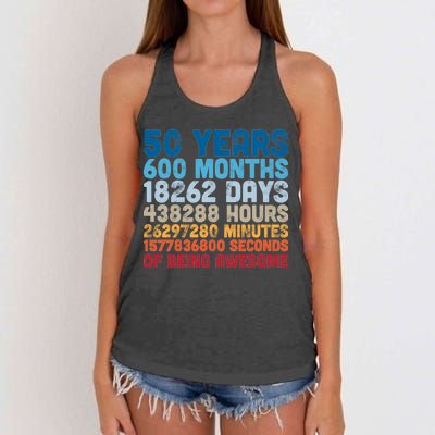 50 Years Months Days Hours Minutes Seconds Of Being Awesome Women's Knotted Racerback Tank