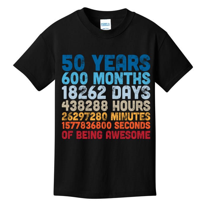 50 Years Months Days Hours Minutes Seconds Of Being Awesome Kids T-Shirt