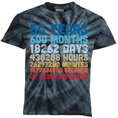 50 Years Months Days Hours Minutes Seconds Of Being Awesome Kids Tie-Dye T-Shirt