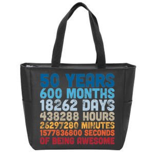 50 Years Months Days Hours Minutes Seconds Of Being Awesome Zip Tote Bag