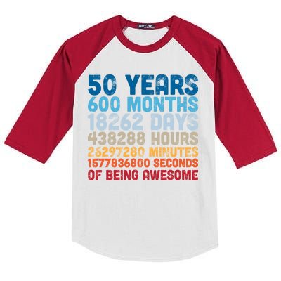 50 Years Months Days Hours Minutes Seconds Of Being Awesome Kids Colorblock Raglan Jersey