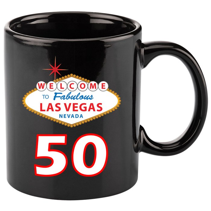 50 Years Old In Vegas - 50th Birthday 11oz C Handle Ceramic Mug