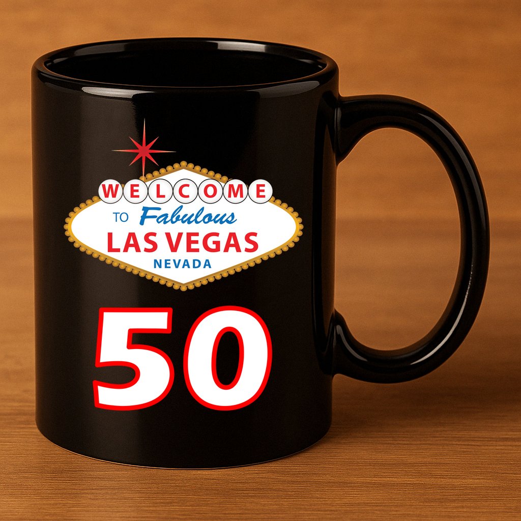 50 Years Old In Vegas - 50th Birthday 11oz C Handle Ceramic Mug